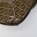 FENDI Zucchino Canvas Mamma Baguette Shoulder Bag PVC Brown Gold Auth EC724-14