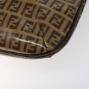 FENDI Zucchino Canvas Mamma Baguette Shoulder Bag PVC Brown Gold Auth EC724-16