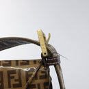 FENDI Zucchino Canvas Mamma Baguette Shoulder Bag PVC Brown Gold Auth EC724-9