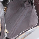 FENDI Zucchino Canvas Mamma Baguette Shoulder Bag PVC Brown Gold Auth EC724-11