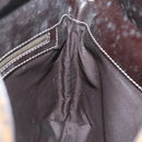 FENDI Zucchino Canvas Mamma Baguette Shoulder Bag PVC Brown Gold Auth EC724-21