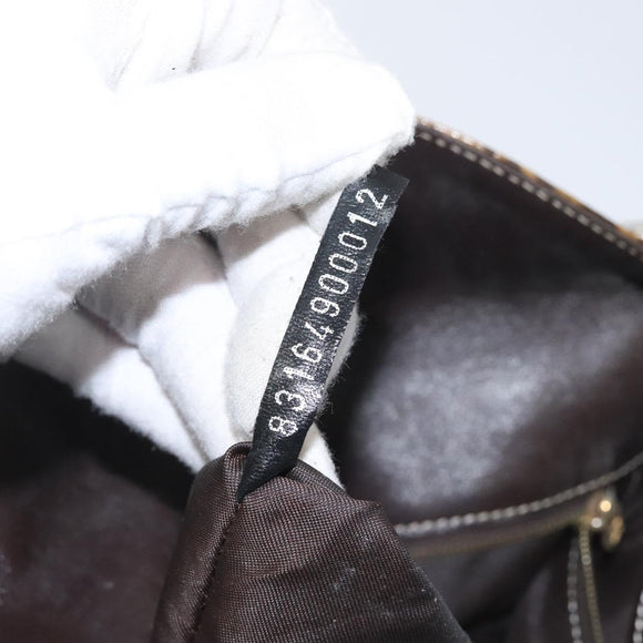 FENDI Zucchino Canvas Mamma Baguette Shoulder Bag PVC Brown Gold Auth EC724