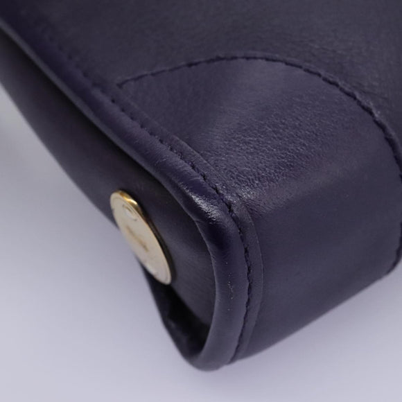 CELINE Shoulder Bag Leather Purple Gold Auth EC729AV