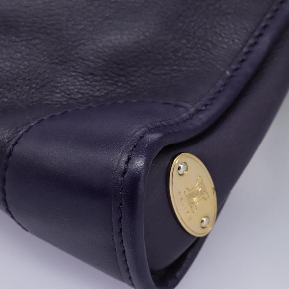 CELINE Shoulder Bag Leather Purple Gold Auth EC729AV