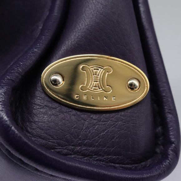 CELINE Shoulder Bag Leather Purple Gold Auth EC729AV