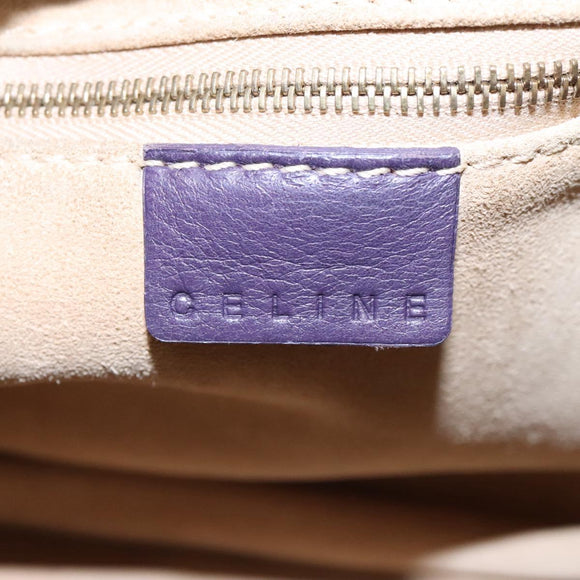 CELINE Shoulder Bag Leather Purple Gold Auth EC729AV