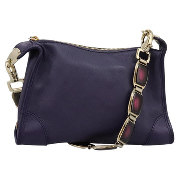 CELINE Shoulder Bag Leather Purple Gold Auth EC729AV