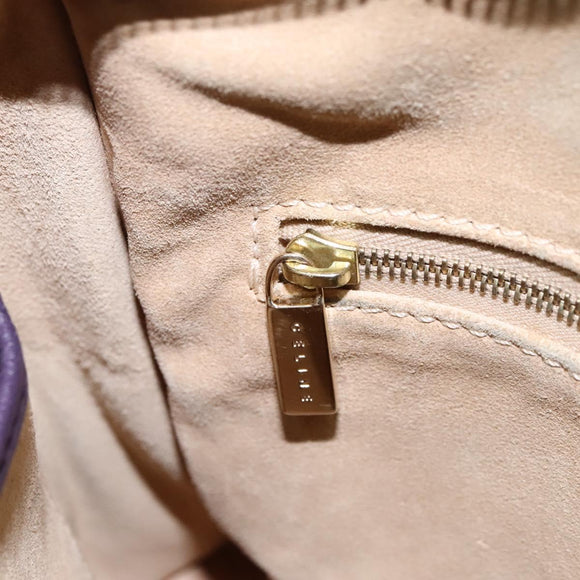 CELINE Shoulder Bag Leather Purple Gold Auth EC729AV