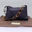 CELINE Shoulder Bag Leather Purple Gold Auth EC729AV-12
