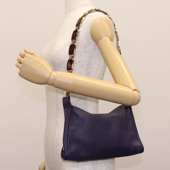 CELINE Shoulder Bag Leather Purple Gold Auth EC729AV