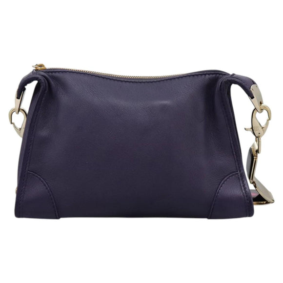 CELINE Shoulder Bag Leather Purple Gold Auth EC729AV
