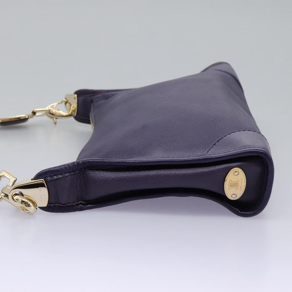 CELINE Shoulder Bag Leather Purple Gold Auth EC729AV