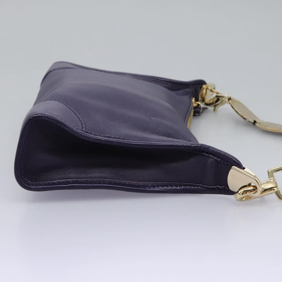 CELINE Shoulder Bag Leather Purple Gold Auth EC729AV