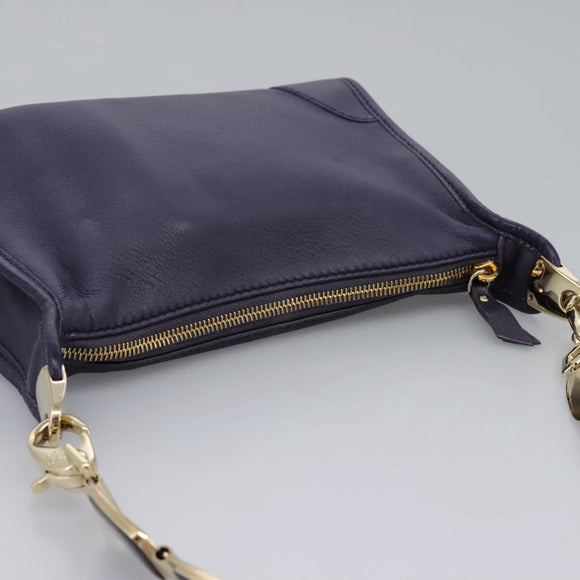 CELINE Shoulder Bag Leather Purple Gold Auth EC729AV