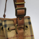 Burberrys Nova Check Shoulder Bag PVC Leather Beige Brown gold Auth EC731-11