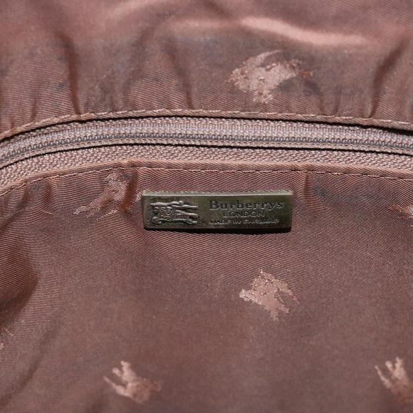 Burberrys Nova Check Shoulder Bag PVC Leather Beige Brown gold Auth EC731