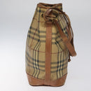 Burberrys Nova Check Shoulder Bag PVC Leather Beige Brown gold Auth EC731-4