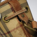 Burberrys Nova Check Shoulder Bag PVC Leather Beige Brown gold Auth EC731-5