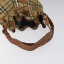 Burberrys Nova Check Shoulder Bag PVC Leather Beige Brown gold Auth EC731-8