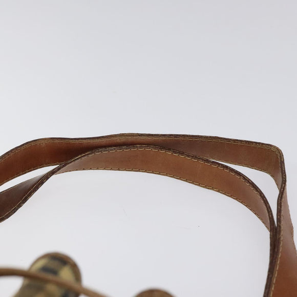 Burberrys Nova Check Shoulder Bag PVC Leather Beige Brown gold Auth EC731