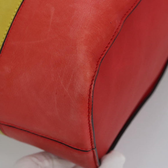 CELINE Shoulder Bag Leather Green Red yellow Auth EC743