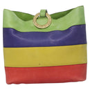 CELINE Shoulder Bag Leather Green Red yellow Auth EC743-13