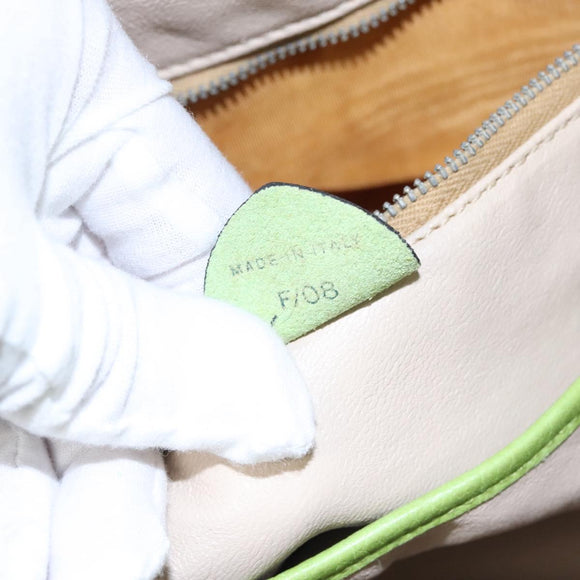 CELINE Shoulder Bag Leather Green Red yellow Auth EC743