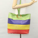 CELINE Shoulder Bag Leather Green Red yellow Auth EC743-24