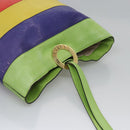 CELINE Shoulder Bag Leather Green Red yellow Auth EC743-6