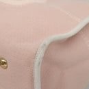 Salvatore Ferragamo Gancini Tote Bag Canvas Leather Pink White gold Auth EC754-15