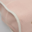 Salvatore Ferragamo Gancini Tote Bag Canvas Leather Pink White gold Auth EC754-16