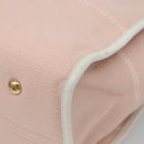 Salvatore Ferragamo Gancini Tote Bag Canvas Leather Pink White gold Auth EC754-17