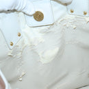 Salvatore Ferragamo Gancini Tote Bag Canvas Leather Pink White gold Auth EC754-10