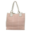 Salvatore Ferragamo Gancini Tote Bag Canvas Leather Pink White gold Auth EC754-2