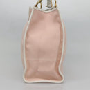 Salvatore Ferragamo Gancini Tote Bag Canvas Leather Pink White gold Auth EC754-4