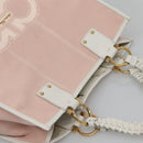 Salvatore Ferragamo Gancini Tote Bag Canvas Leather Pink White gold Auth EC754-6