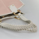 Salvatore Ferragamo Gancini Tote Bag Canvas Leather Pink White gold Auth EC754-7