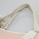 Salvatore Ferragamo Gancini Tote Bag Canvas Leather Pink White gold Auth EC754-5