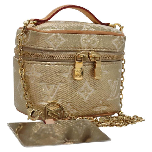 LOUIS VUITTON Monogram Laminated Jacquard Microvanity Gold M22920 LV Auth EC760SM