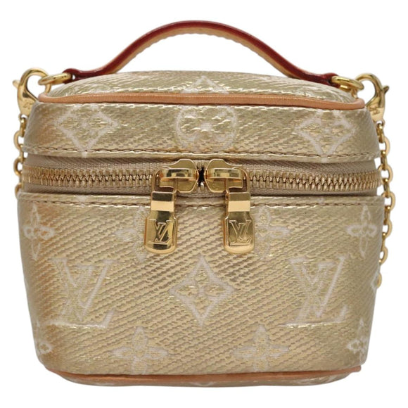 LOUIS VUITTON Monogram Laminated Jacquard Microvanity Gold M22920 LV Auth EC760SM