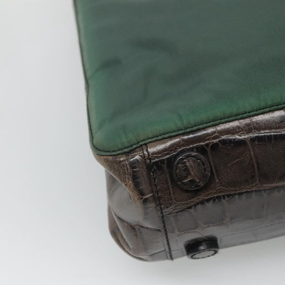PRADA Shoulder Bag Nylon Green Silver Auth EC761