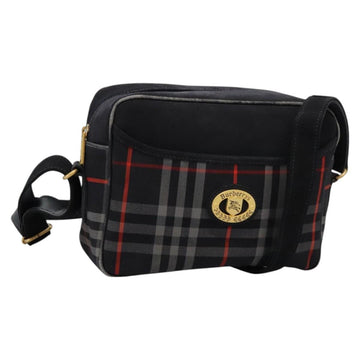 Burberrys Nova Check Shoulder Bag Canvas Navy Gold Auth EC762