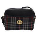 Burberrys Nova Check Shoulder Bag Canvas Navy Gold Auth EC762-2