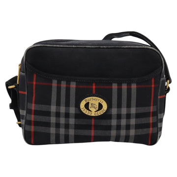 Burberrys Nova Check Shoulder Bag Canvas Navy Gold Auth EC762 - 0