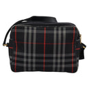 Burberrys Nova Check Shoulder Bag Canvas Navy Gold Auth EC762-3