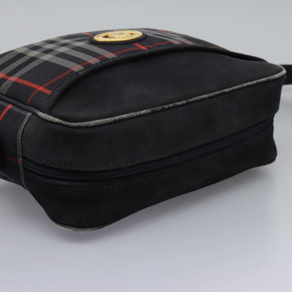 Burberrys Nova Check Shoulder Bag Canvas Navy Gold Auth EC762