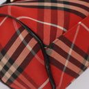 BURBERRY Nova Check Blue Label Hand Bag Nylon Leather Red Black gold Auth EC765-14