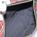 BURBERRY Nova Check Blue Label Hand Bag Nylon Leather Red Black gold Auth EC765-12