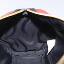 BURBERRY Nova Check Blue Label Hand Bag Nylon Leather Red Black gold Auth EC765-17
