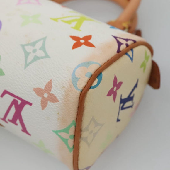 LOUIS VUITTON Monogram Multicolor Mini Speedy Hand Bag White M92645 Auth EC767AV